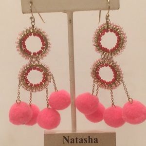 Pink Pom Pom beaded Natasha earrings
